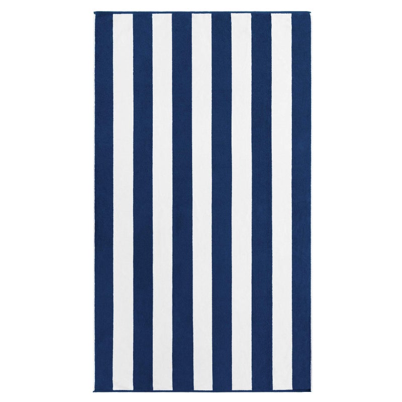Softerry Luxury Large Beach Towel Extra Soft 40 x 72 inch Prime Yacht Classic Cabana Stripe Hotel Pool & Resort Style Double Terry Yarn Dyed 100% Cotton (Navy, 1 Towel) - Image 2